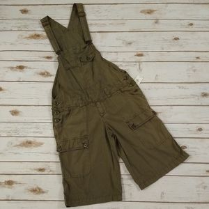 Joie Army/Olive Green Distressed Cargo Overalls